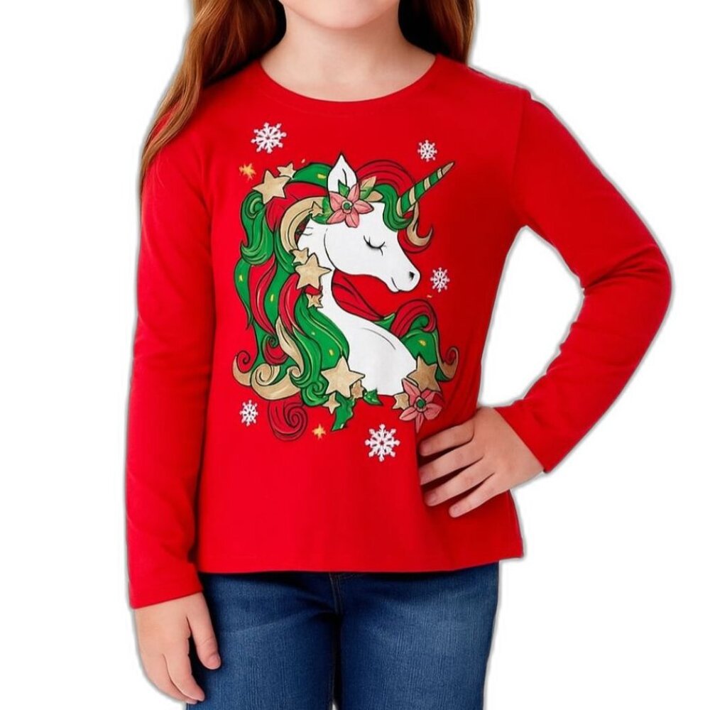 🔥 5 for $30 🔥 The Children’s Place Girls Holiday Long Sleeve Tee | Size M 7/8